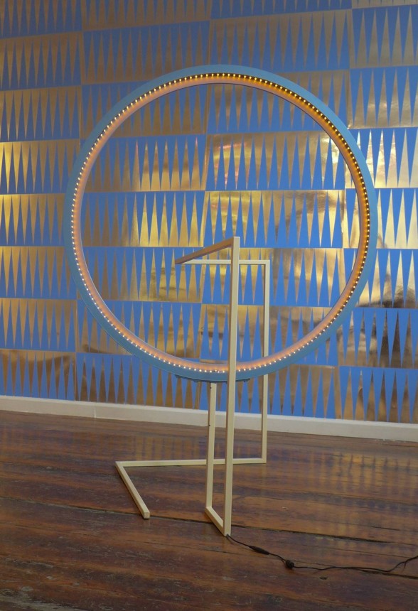 Tim Eads, Lamp, 54.5 x 36 x 37 inches, steel, wood, paint & LED lights, 2014, image courtesy of Pentimenti Gallery, Philadelphia.