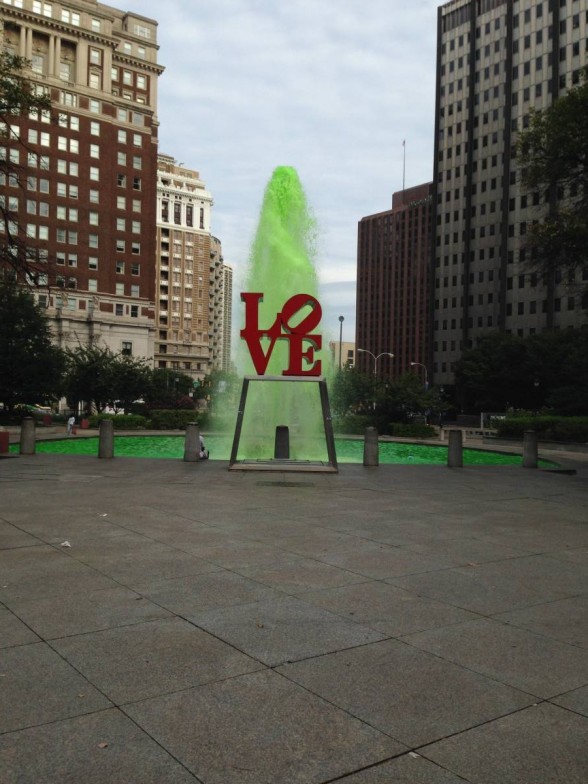 fountain with green water