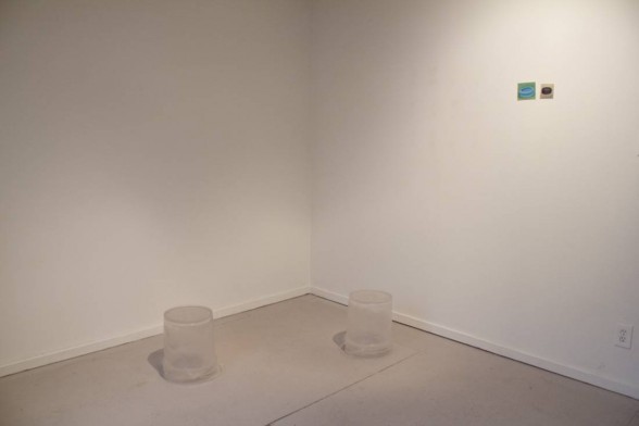 Joseph Grigely's "That's What I Live For," crystal urethane (AP) (left) and Betany Porter's "Pool" and "Tire," acryllic on paper (right). Photo courtesy of FJORD Gallery.
