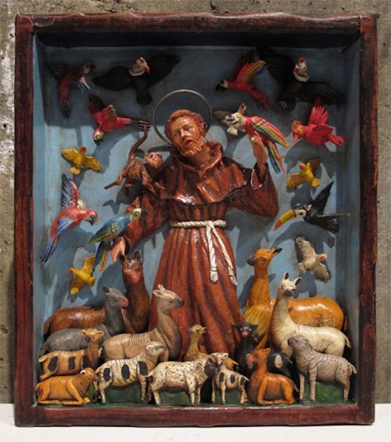Retablo St. Francis of Assisi painted wood