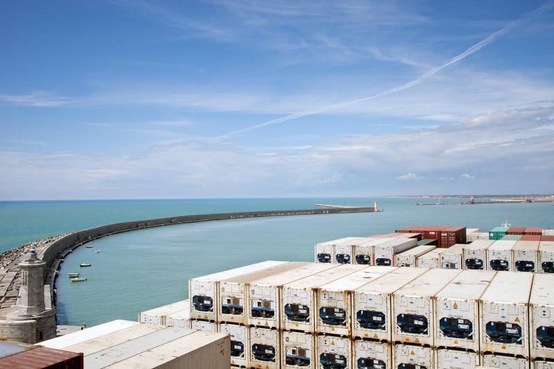 Containers at a harbor