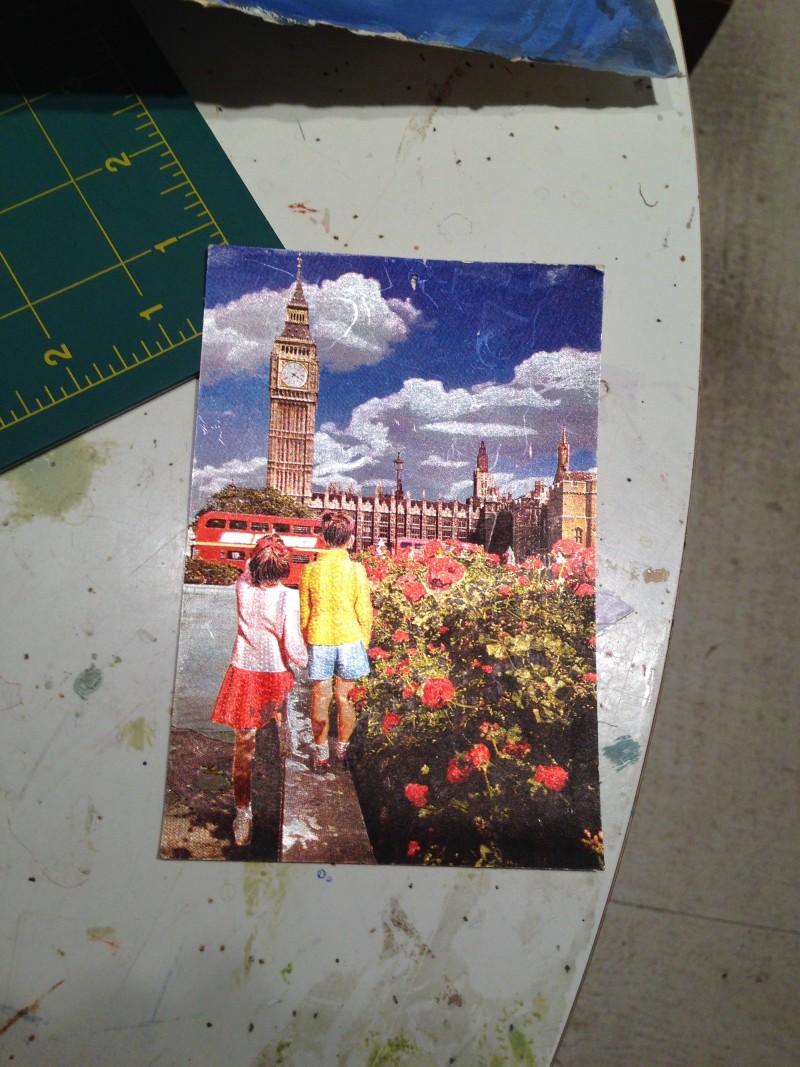 Lenticular postcard of Big Ben with children