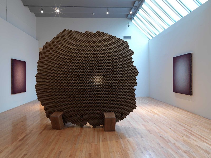 Large Lens, 2015, Cardboard, glue, and wood. 120” x 130” x 30” Image courtesy of the artist and Sperone Westwater, New York