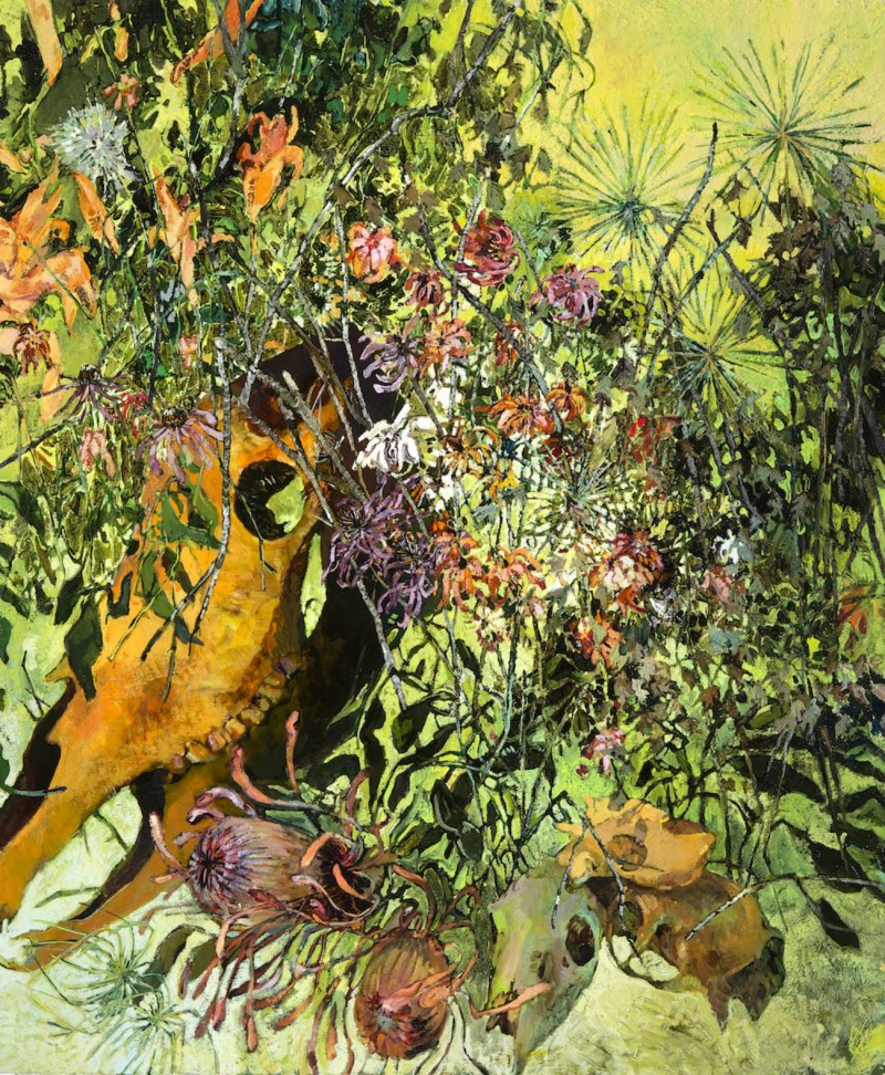 Rebecca Saylor Sack, “Untitled (deer, horse)," 46” x 38," Oil on panel. 2015. Courtesy of the artist
