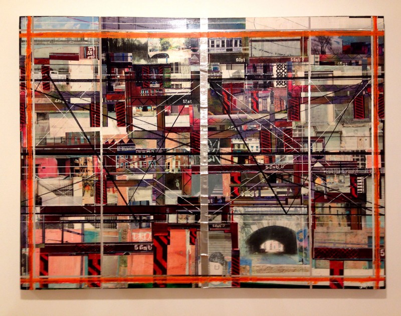 Leroy Johnson, The El to 62nd Street, Mixed media on canvas, 36” x 48," Courtesy of the artist