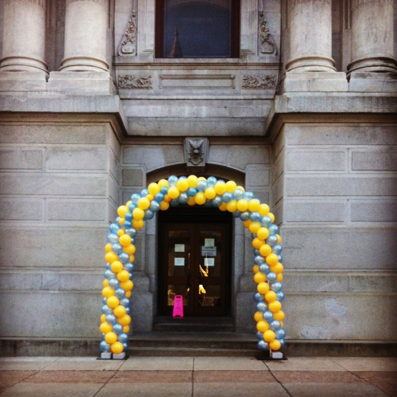 City Hall festooned, image by Dave Kyu