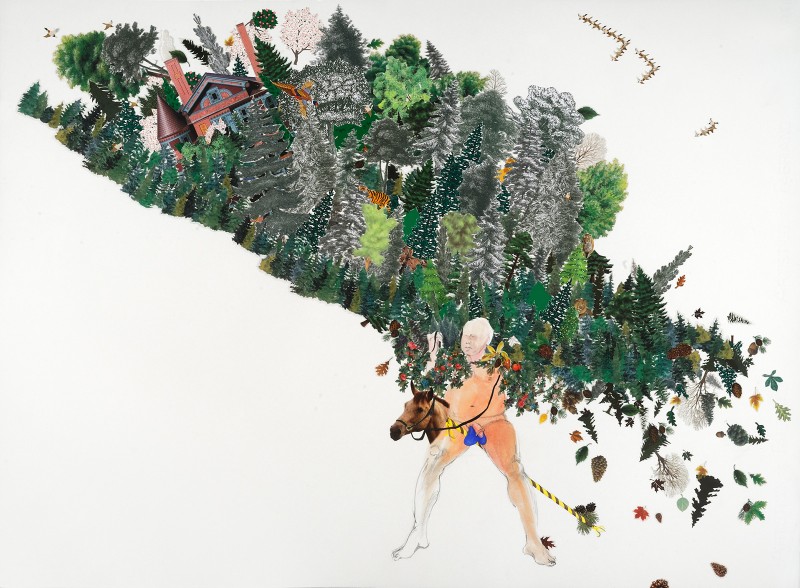 Zoë Charlton, Fort Mose (Festoon Series). Collage and gouache on paper, 22" x 30”, 2012; image Courtesy of the Artist and CONNERSMITH