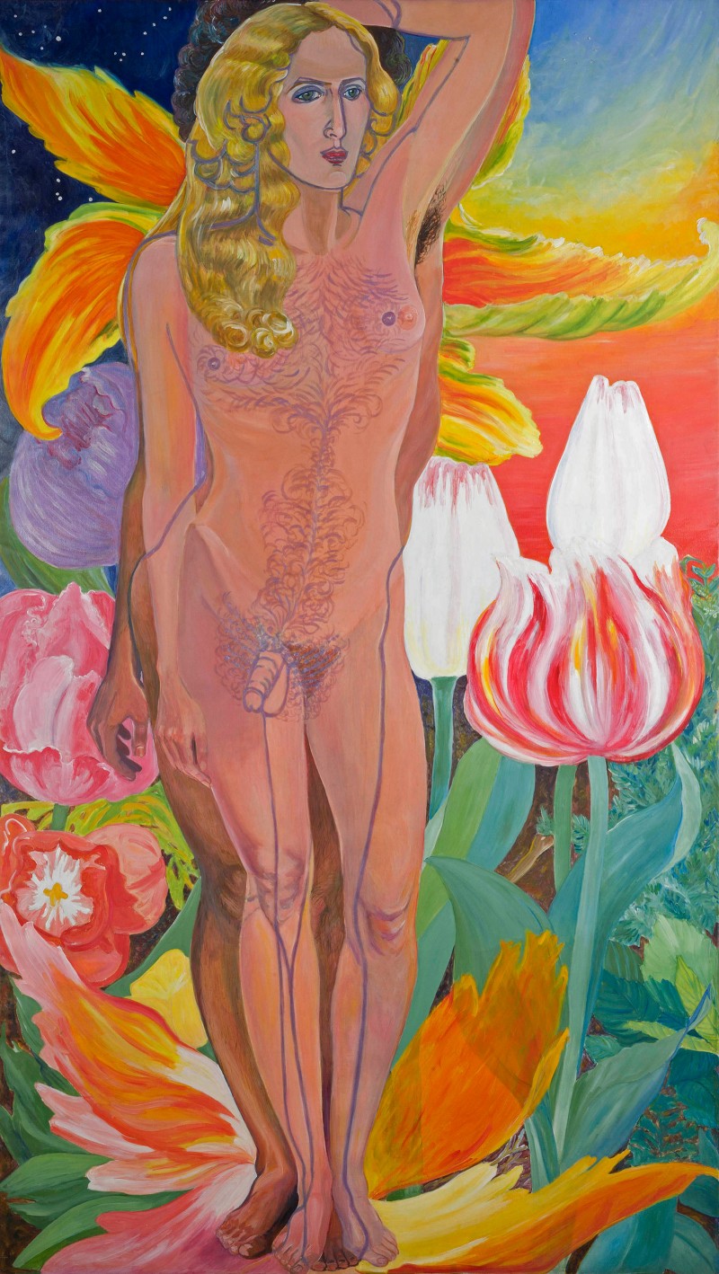 Sylvia Sleigh, Lilith, 1976, Acrylic on canvas, 108 × 60 in., Rowan University Art Gallery, Sylvia Sleigh Collection, © Friends of Sylvia Sleigh. Photo: Karen Mauch Photography