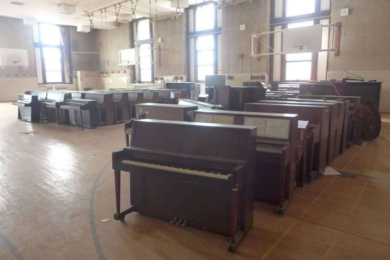 Temple Contemporary David Lang: Abandoned pianos once owned by the Philadelphia School District. Photo by Robert Blackson.