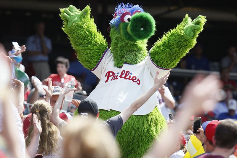 The Phanatic entertains fans at Citizens Bank Park on Sunday, July 17, 2016. ELIZABETH ROBERTSON / Inquirer Staff Photographer via philly.com 