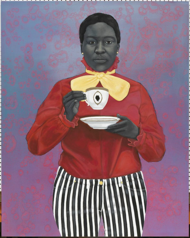 “Grande Dame Queenie," Amy Sherald, Oil on canvas, 54 ¼ x 43 inches. Collection of the Smithsonian National Museum of African American History and Culture, © Amy Sherald.