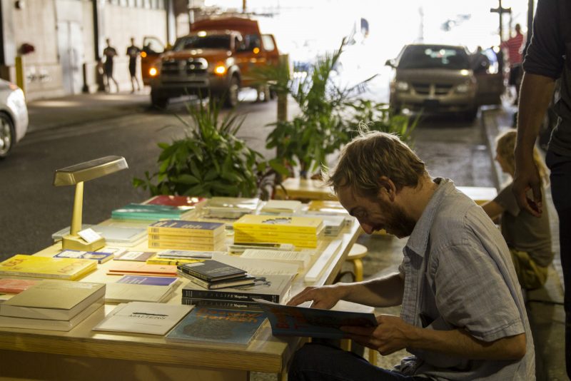 Ulises table at the Parking Day event at Reading Terminal Market.