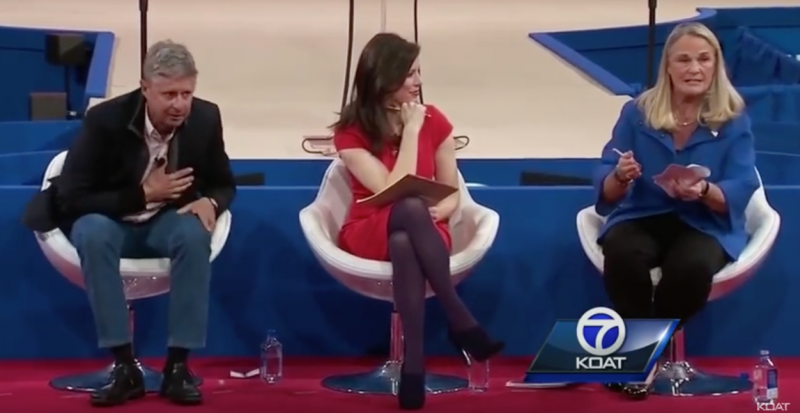 IMAGE: Gary Johnson, Libertarian Presidential Candidate, utilizes performance technique during panel discussion. CREDIT: Youtube via: https://www.youtube.com/watch?v=1pzoJVnPblI 