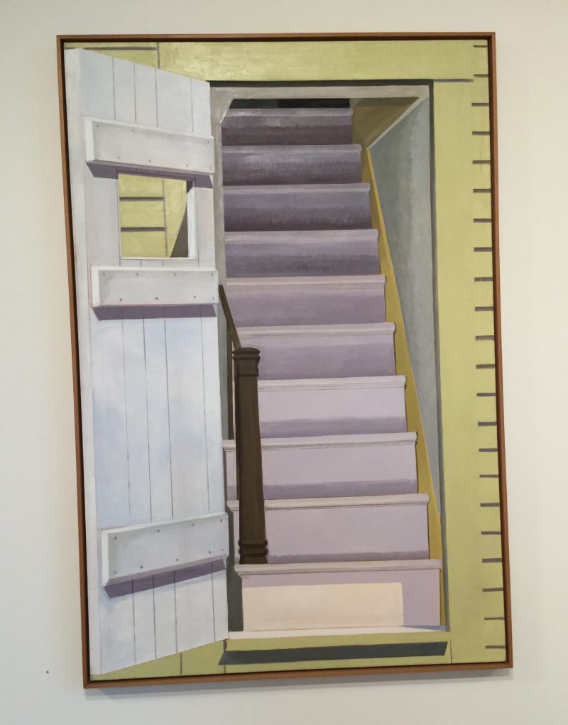 Lois Dodd painting stairs and open dooor