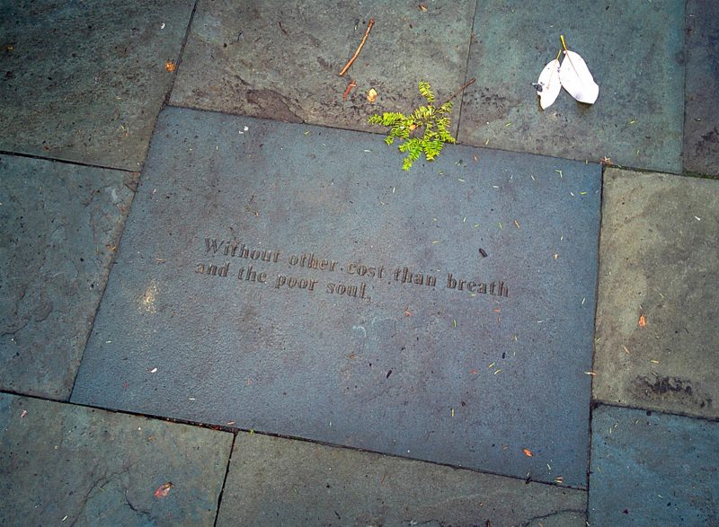 A paver with engraved poetry from the Kelly Writers House, Image provided by the artist.