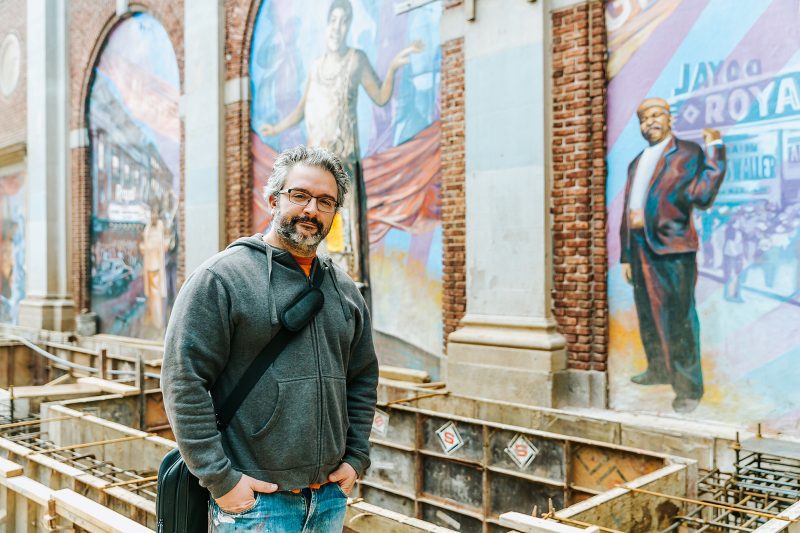 Mural artist Eric Okdeh, image by Danielle Rivera.