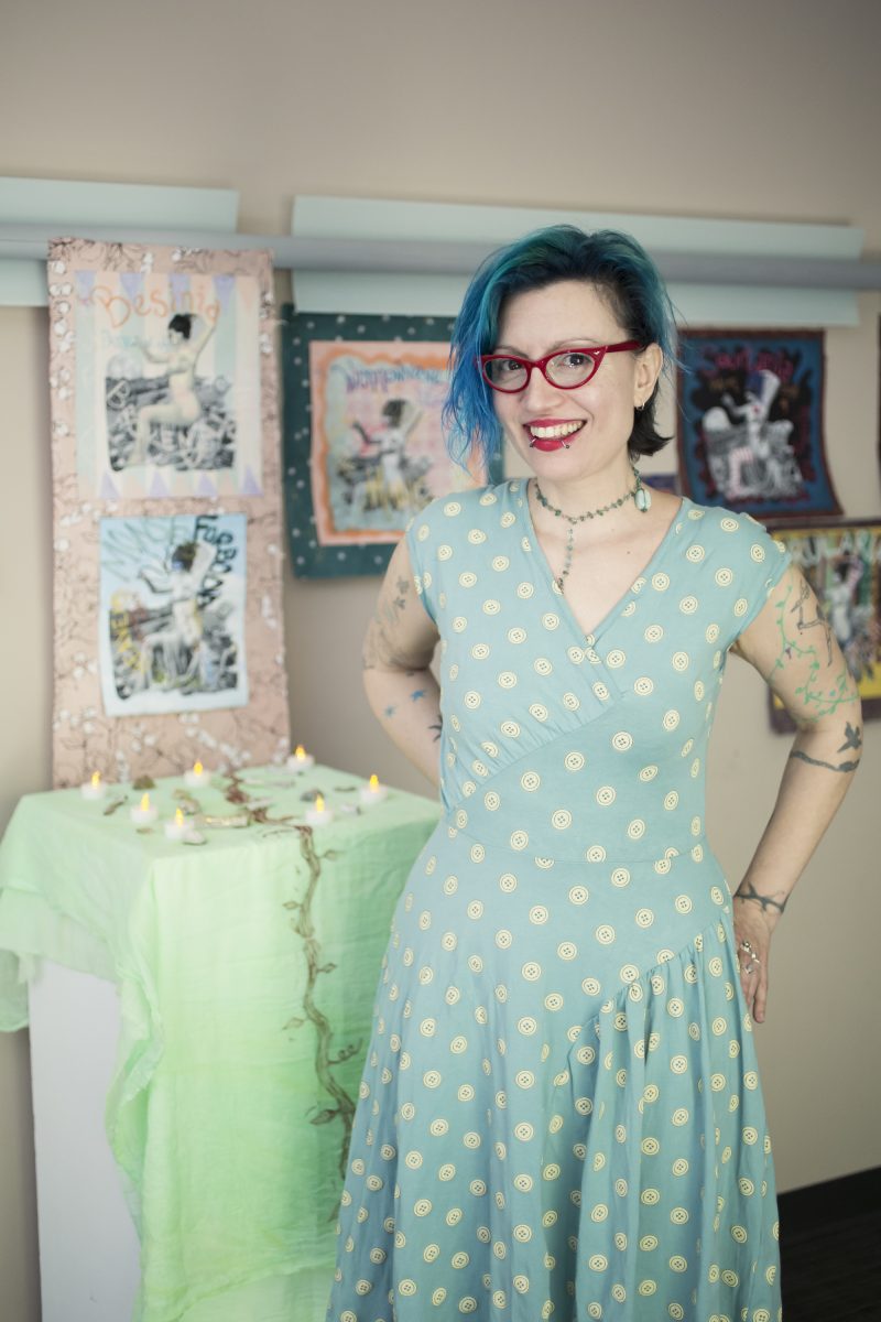 Suki Valentine, in her studio at Moore College of Art and Design