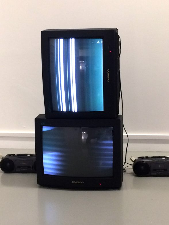 LAAC, Nam June Paik “Sound Wave Input on Two TV Sets (Vertical and Horizontal)”
