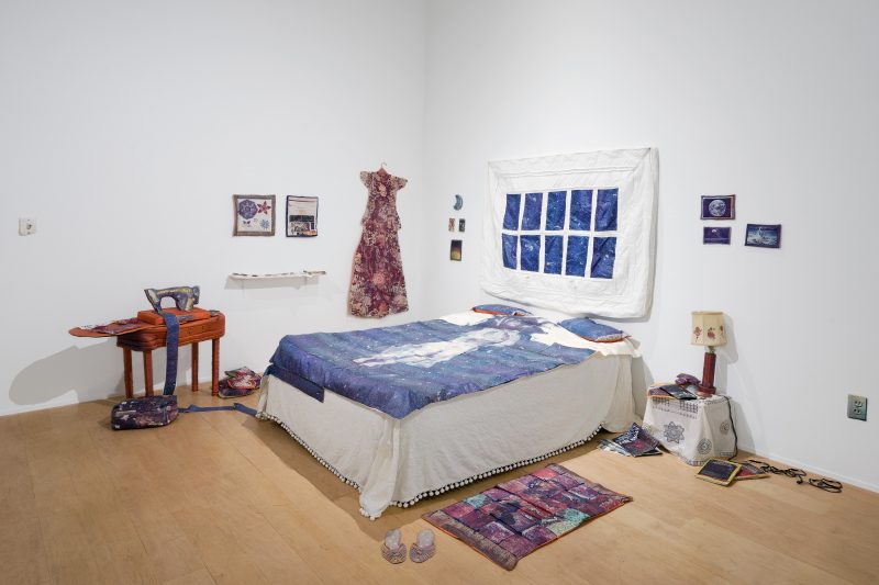 Making/Breaking the Binary: Women, Art, & Technology, installation view Catherine Jansen Sewing Space, 1981 Xerography on cloth, thread, embroidery Image courtesy of Rosenwald-Wolf Gallery, Photo Credit: Studio LHOOQ.