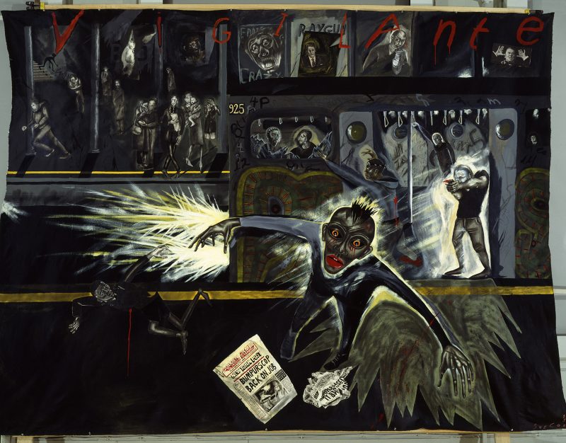 Sue Coe, "Vigilante", 1985, mixed media and collage. Image courtesy of Galerie St. Etienne.