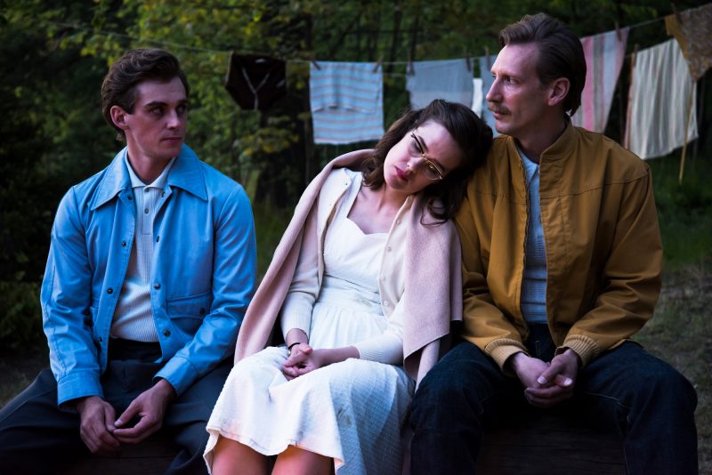 Lauri Tilkanen, Jessica Grabowsky, and Pekka Strang in a scene from "Tom of Finland". Photo by Josef Persson, courtesy Kino Lorber.