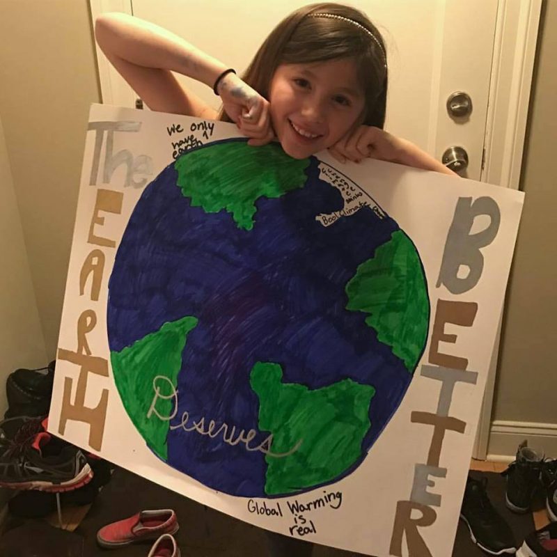 Lucy with her poster for Women's March, 2017