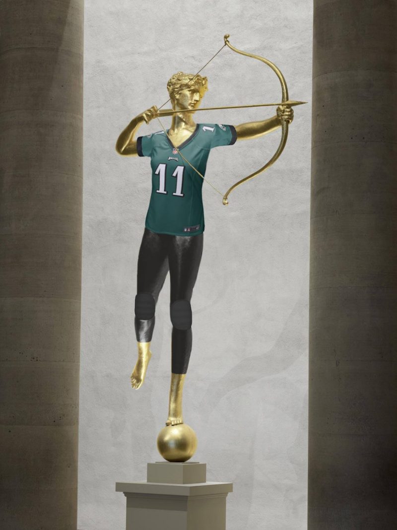 Diana, from the Philadelphia Museum of Art, has Eagles fever.