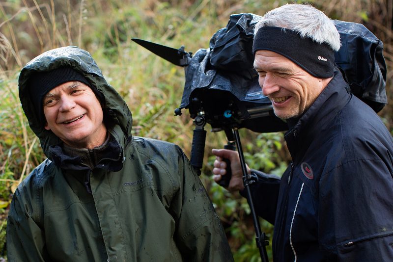 Director Thomas Riedelsheimer and Andy Goldsworthy in LEANING INTO THE WIND, Magnolia Pictures release.