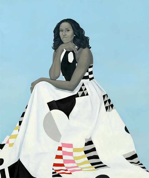 Portrait of former First Lady, Michelle Obama, by Amy Sherald. From the National Portrait Gallery
