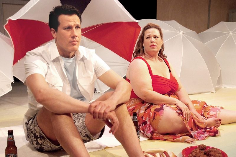 Jonathan Bray and Deidra Edwards in Neil Labute’s FAT PIG at the Hudson Theater.