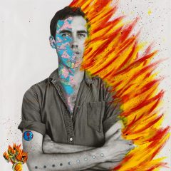 David Wojnarowicz with Tom Warren, "Self-Portrait of David Wojnarowicz," 1983–84. Acrylic and collaged paper on gelatin silver print, 60 × 40 in (152.4 × 101.6 cm). Collection of Brooke Garber Neidich and Daniel Neidich, Photograph by Ron Amstutz.