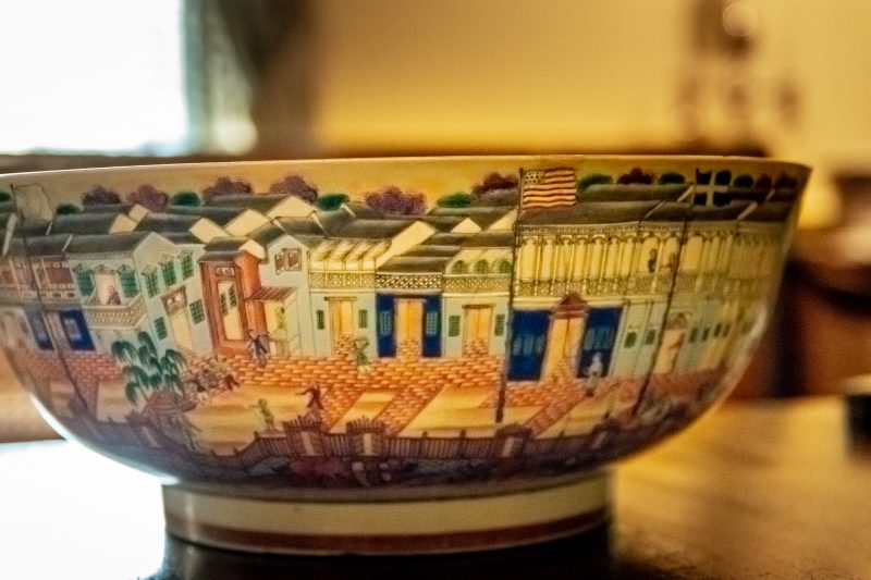 Chinese export Punch bowl with painted American flag.