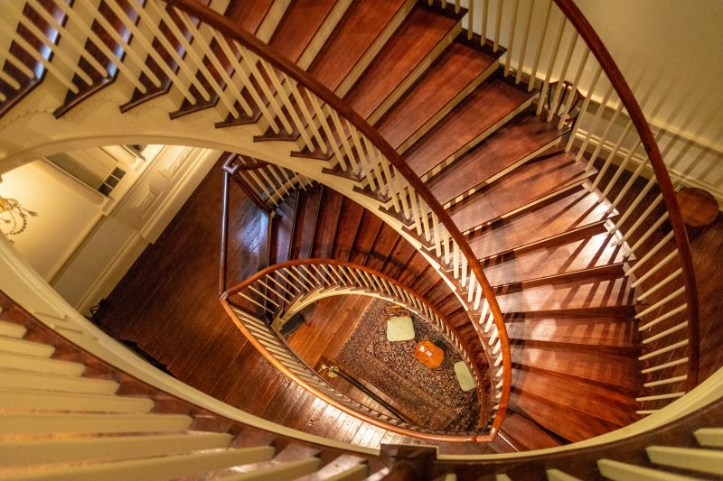The Montmorenci Staircase, elongated by H. F. from an oval to an eliptical spiral staircase. Acquired from a North Carolina plantation mansion