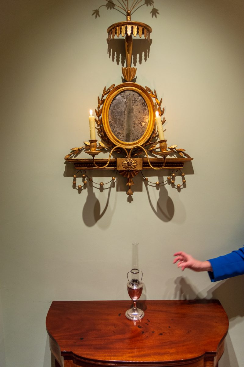 The Thomas Jefferson (we think) argon oil lamp at Winterthur, which provides an astonishing 60 watts of light.