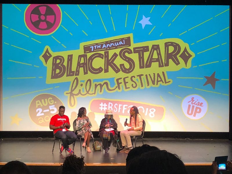 Hans Charles (far left) on a panel discussion at 2018 Blackstar Film Festival.