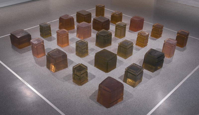 Rachel Whiteread Untitled (Twenty-Five Spaces), 1995 resin variable dimensions smallest: 41.5 x 28 x 28.5 cm (16 x 11 x 11 in.) largest: 41.5 x 46 x 51cm (16 x 18 1/8 x 20 1/8 in.) Private collection © Rachel Whiteread. Image courtesy the artist/ Gagosian, London/ Luhring Augustine, New York/ Galleria Lorcan O’Neill