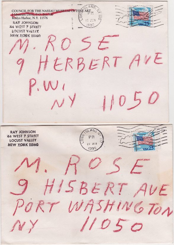 Letters sent to Matthew Rose from Ray Johson, 1990.
