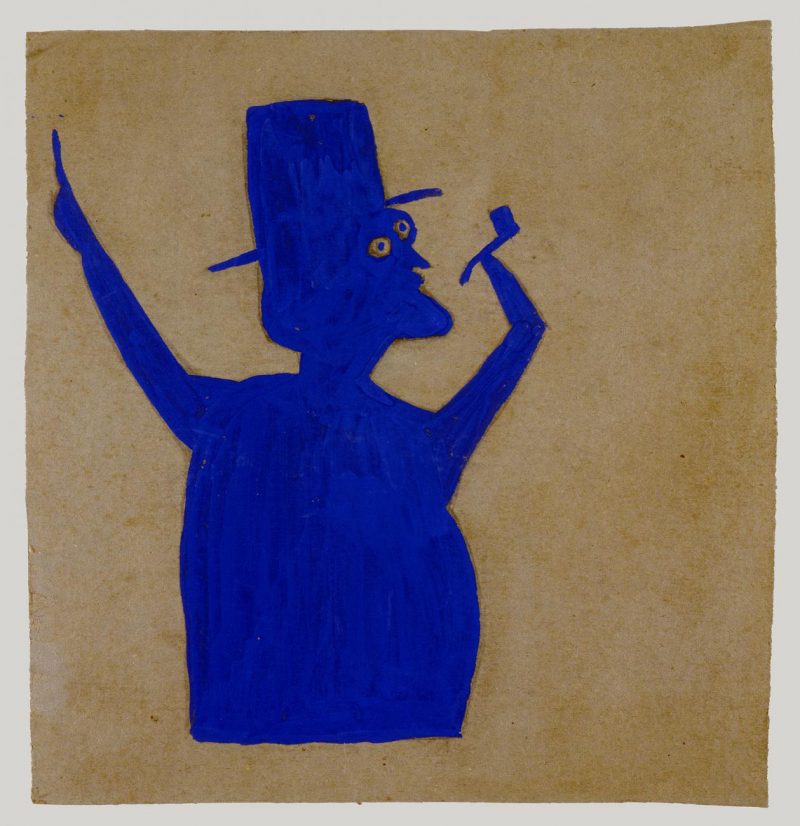 “Truncated Blue Man with Pipe,” c. 1939-1942, poster paint and pencil on cardboard. Image credit: William Louis-Dreyfus