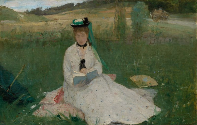 Berthe Morisot. Reading (The Green Umbrella), 1873. Oil on fabric, Cleveland Museum of Art, Gift of the Hanna Fund, 1950.89. Photo © Cleveland Museum of Art.