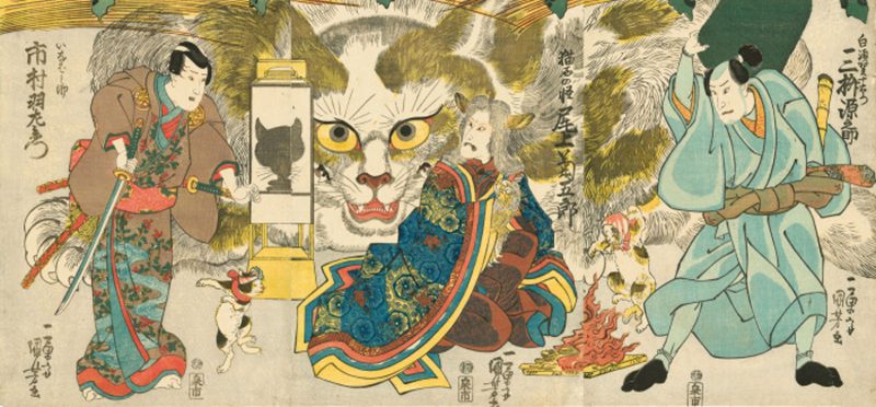 Utagawa Kuniyoshi, from “The Story of Nippondaemon and the Cat” woodblock