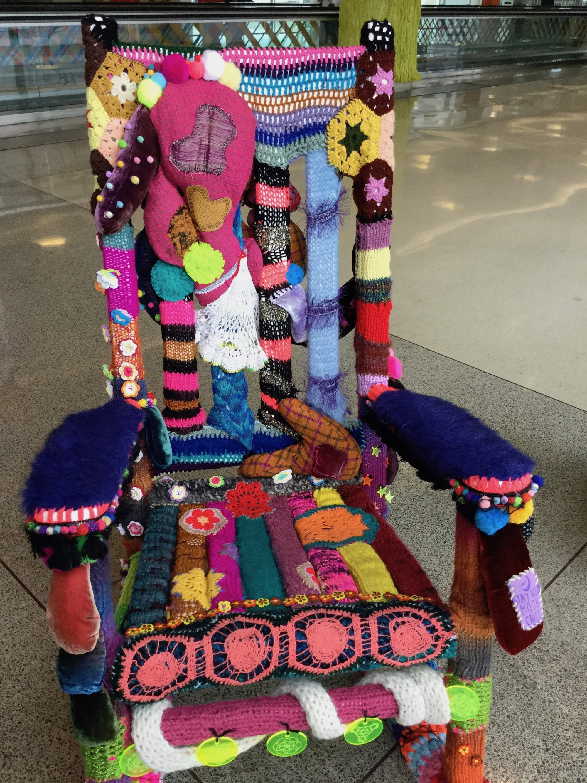 Art at the Airport, Angela McQuillan's embellished rocking chair, featured in "20 x 20"