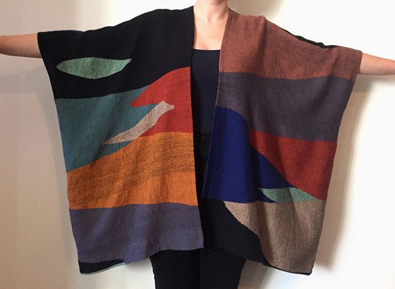 Milton Poncho by Carly Kusy (2018) 65”x17” In staying true to the ethos of slow fashion, fabric is cut, and constructed utilizing zero waste garment construction techniques and finished by hand. Carly aims to create pieces that exemplify quality and originality so that they may be unique and lasting pieces in your wardrobe for years to come.
