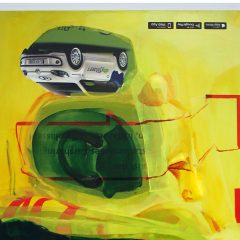 University of the Arts graduate Heet Lee’s solo museum exhibit in Leipzig, Germany, aggressively obliterates found source materials under a blur of paint 4 AxioCert, Heet Lee, 2018, 79 x 55 in, Oil, acrylic, spray paint, and poster on canvas