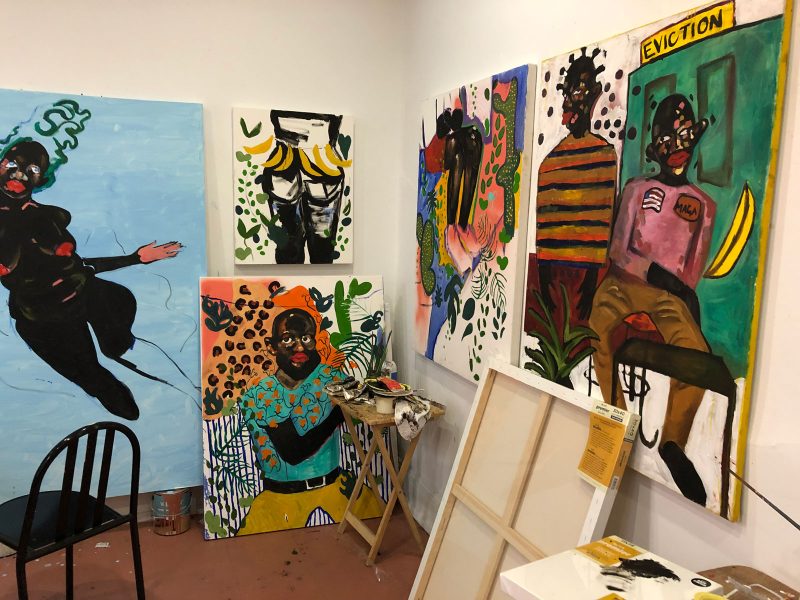 In progress works at Patricia Thomas's 40th Street Artist in Residence studio. Photo Courtesy of Morgan Nitz