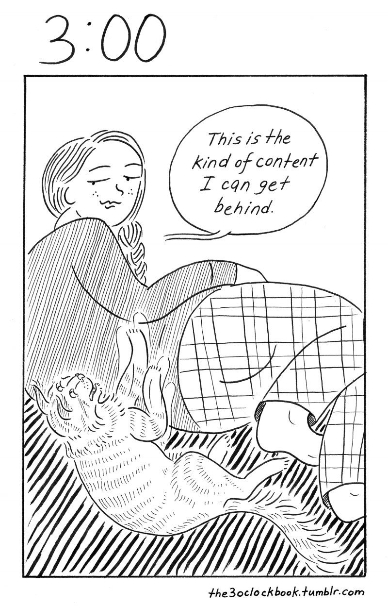 Beth Heinly comic, The 3:00 Book, with Pecky the cat