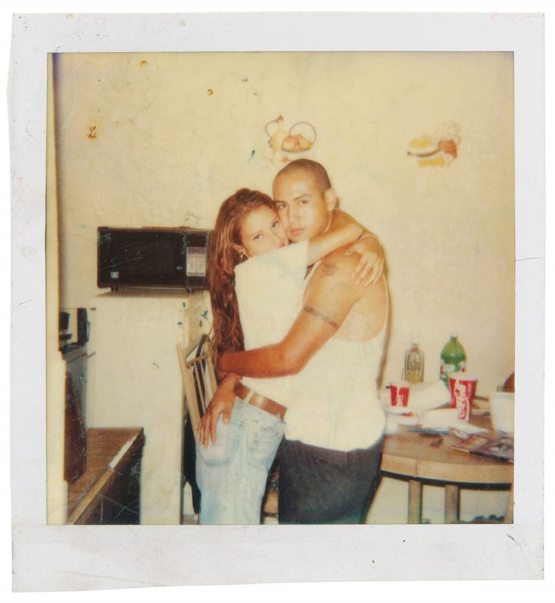 Photographer unknown, Guadalupe Rosales's cousin, Ever Sanchez (right), and unidentified woman, East Los Angeles, 1995. Courtesy Guadalupe Rosales.