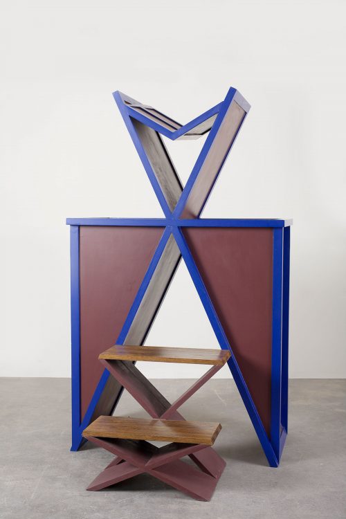 Siah Armajani (Iranian-American, born Tehran, 1939) Dictionary for Building: Tabletop Bookshelf, 1982–1983 wood, paint, book. 79 × 48 × 49 in. (200.7 × 121.9 × 124.5 cm) Private collection. Courtesy the artist and Max Protetch