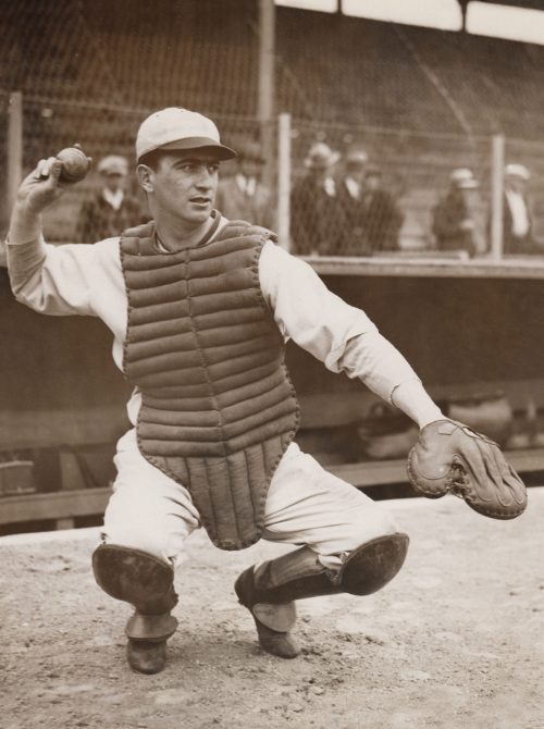 Moe Berg as a catcher during his time in MLB – Courtesy of Irwin Berg