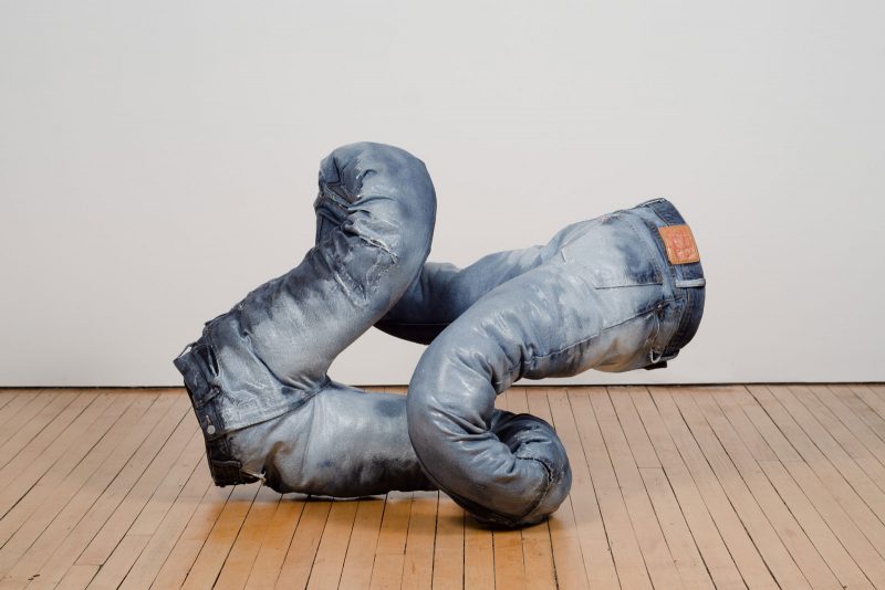Tristin Lowe, Infinity Jeans, 2019. Jeans, epoxy resin, 27 x 37 1/2 x 28 in (68.6 x 95.3 x 71.1 cm).