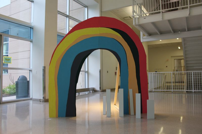 Logan Cryer, “Closeness to Rainbows,” wood and paint